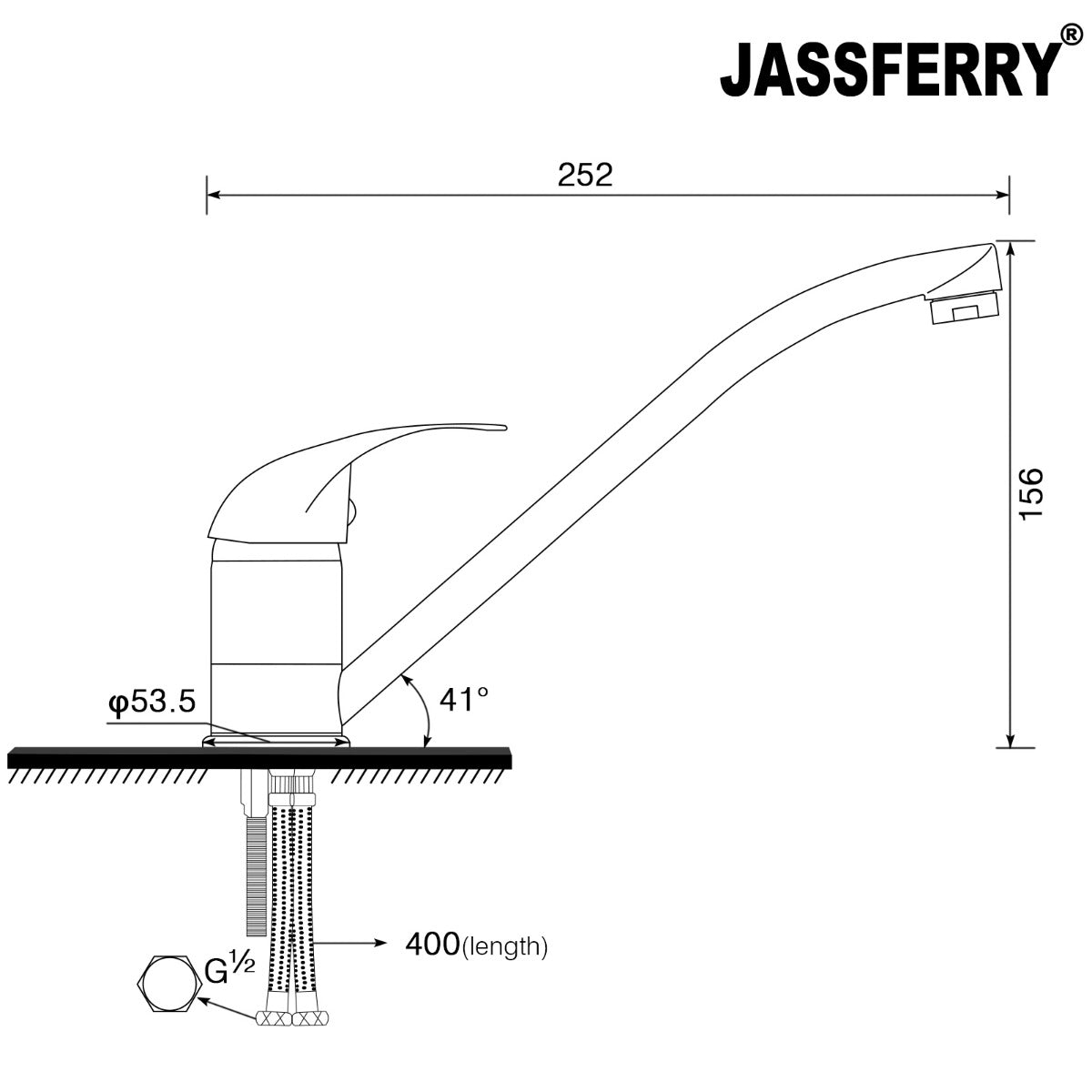 JassferryJASSFERRY New Nickel Brushed Kitchen Sink Mixer Taps Single Lever Swivel SpoutKitchen taps
