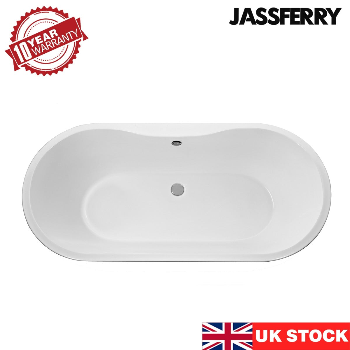 JassferryJASSFERRY Modern Freestanding Bathtub White Gloss Soaking Baths Acrylic 1800×750Bathtubs