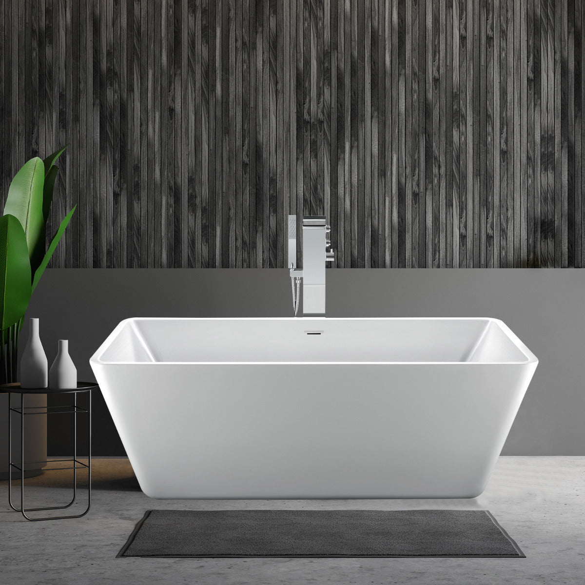 JassferryJASSFERRY Modern Freestanding Bathtub Luxury Rectangular Hourglass Design WhiteBathtubs