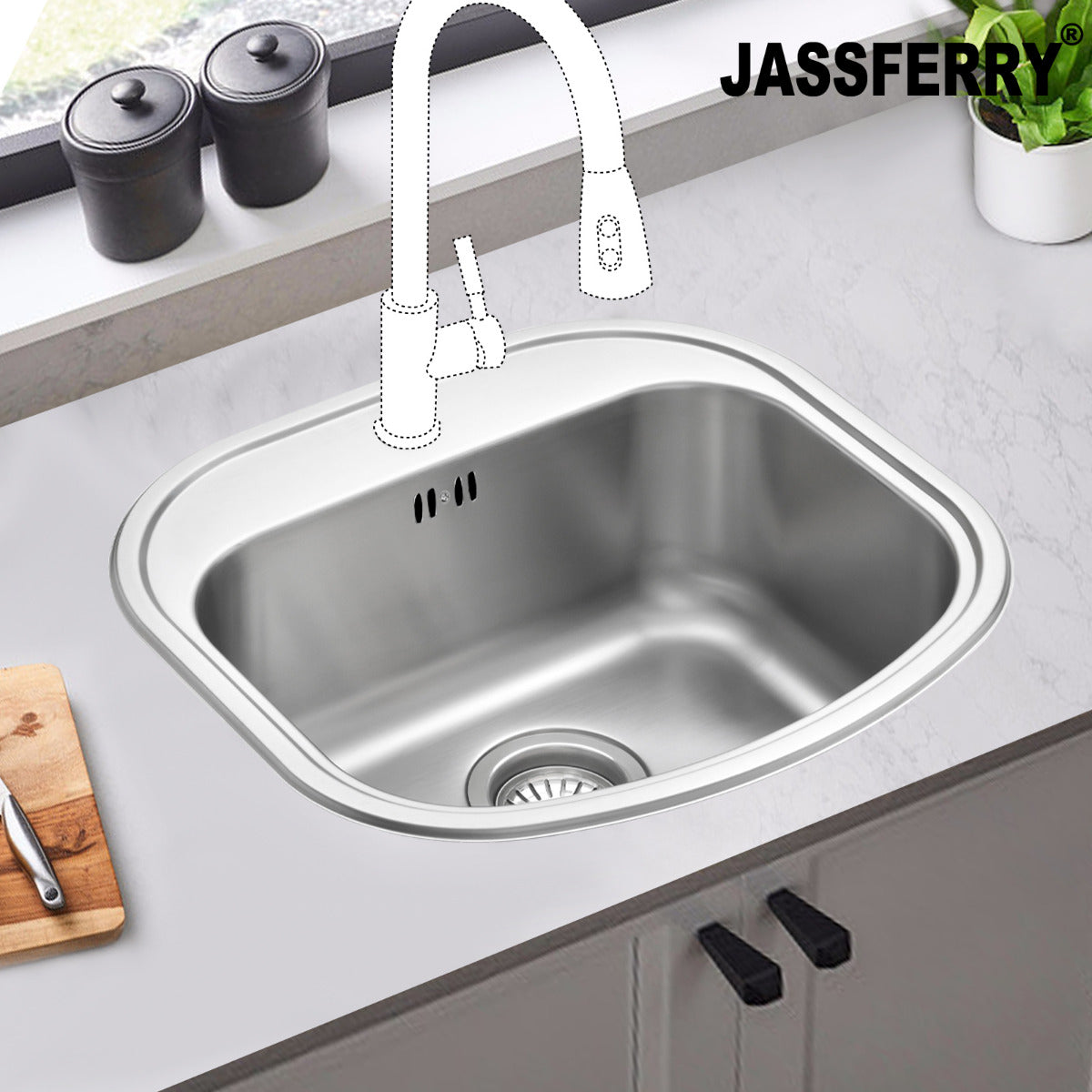 JassferryJASSFERRY Stainless Steel Single Bowl Kitchen Sink with Pre-drilled Tap HoleKitchen Sink