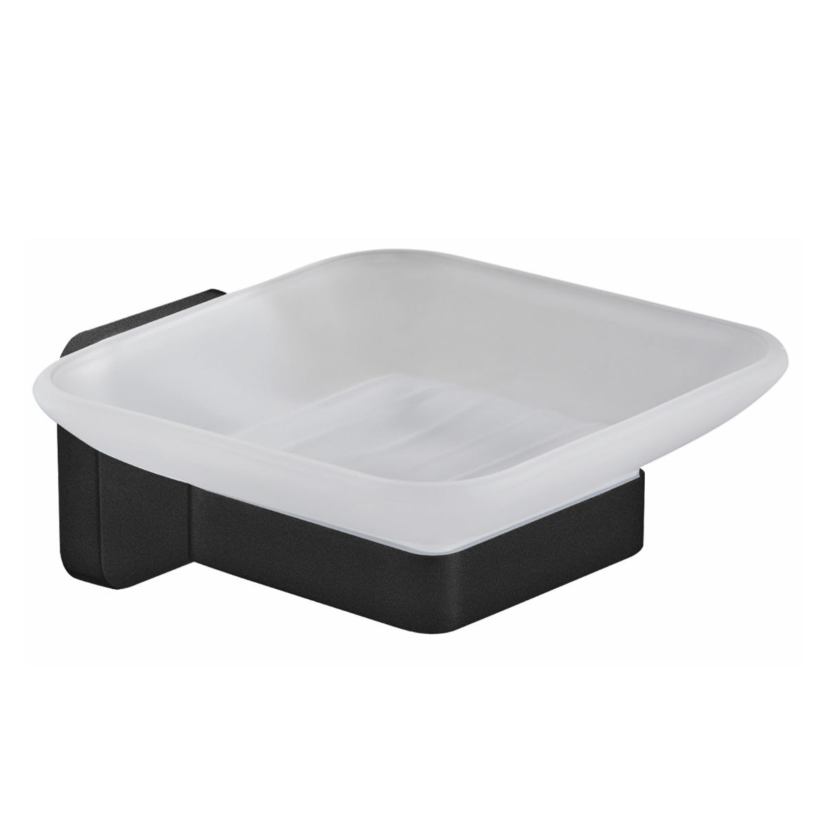 JassferryJASSFERRY Wall Mounted Soap Dish Holder Black Square Tray Frosted Glass SoapSoap Dishes