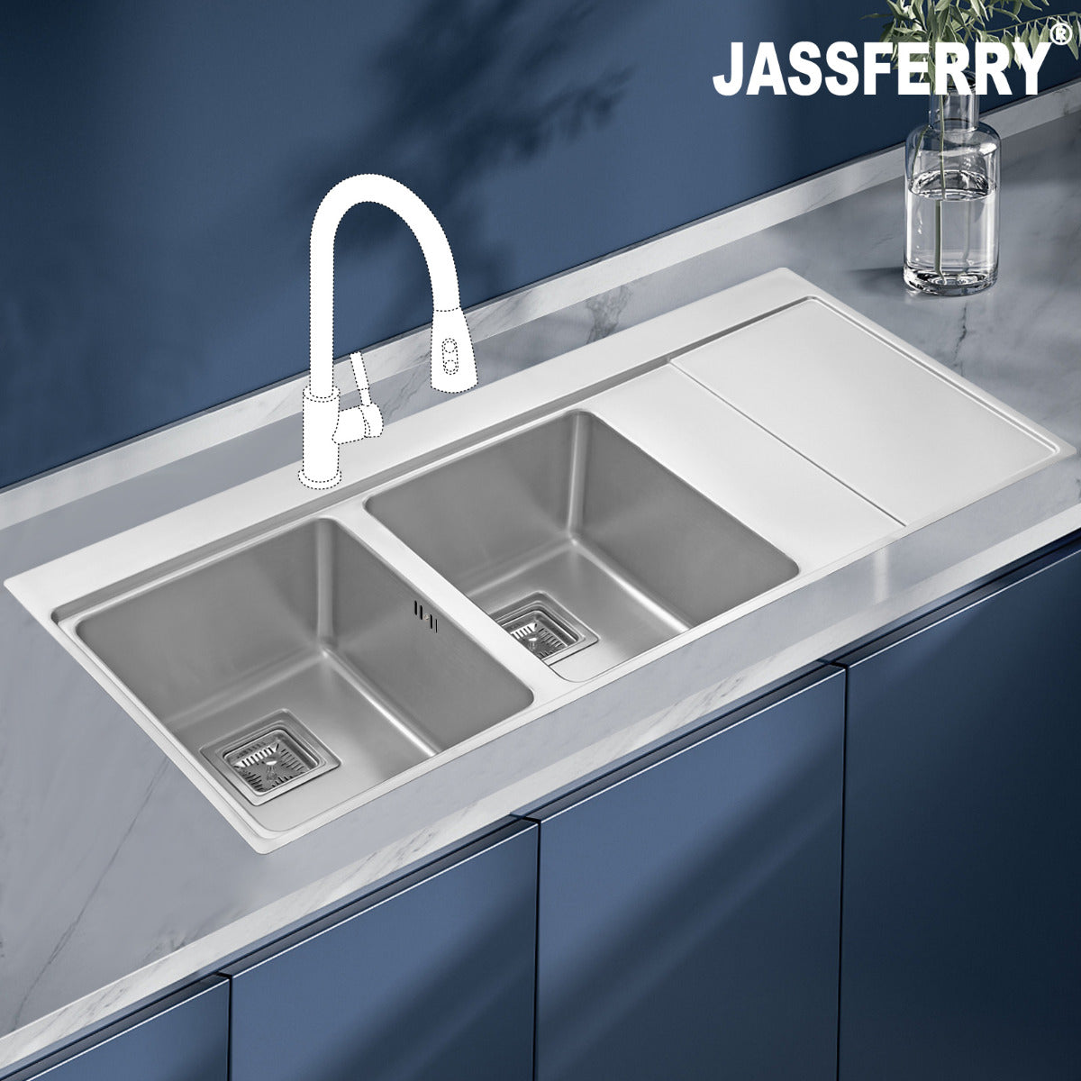 JassferryJASSFERRY Brilliant Stainless Steel Kitchen Sink Double Bowl Righthand Drainer - 663Kitchen Sinks