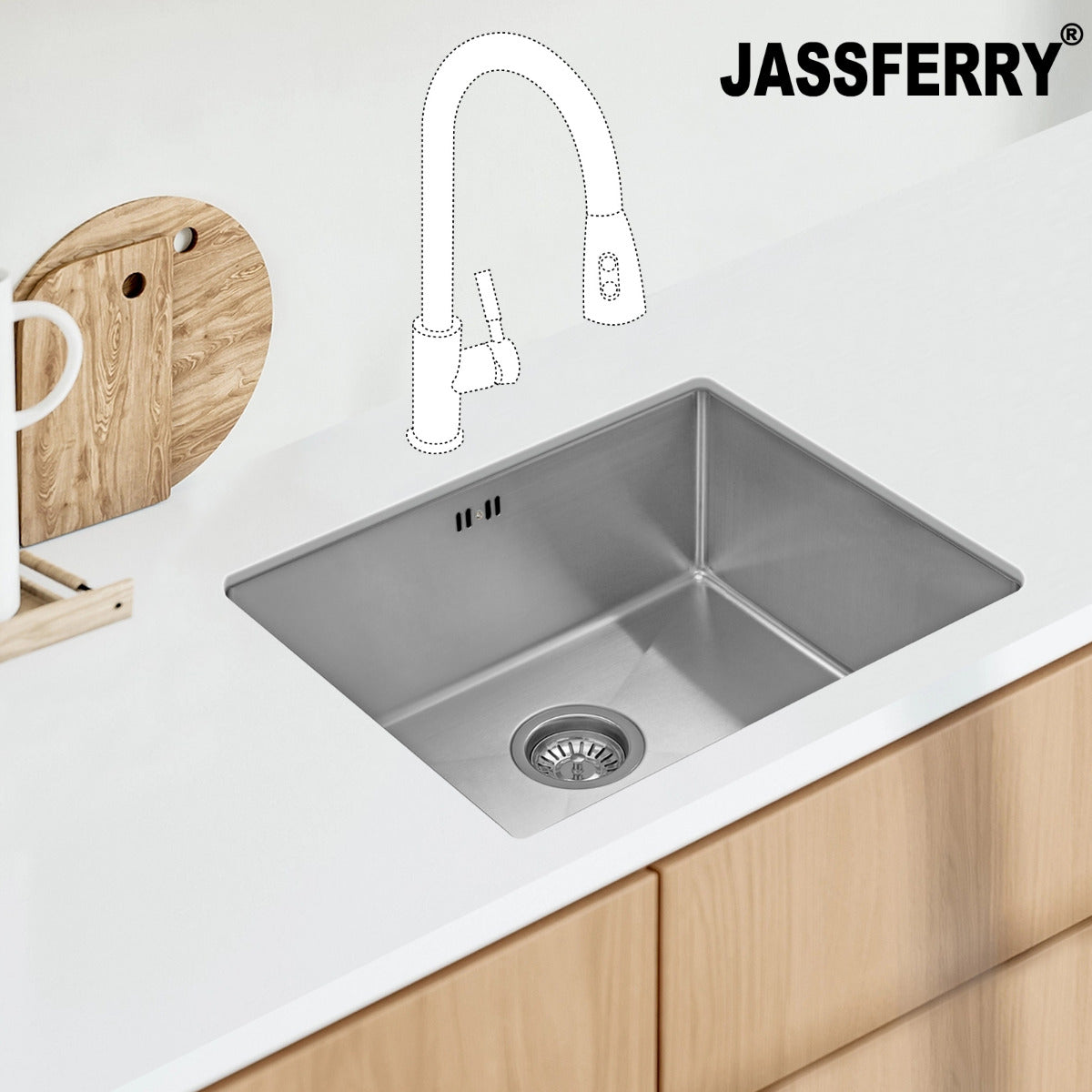 JassferryJASSFERRY Undermount Stainless Steel Kitchen Sink Handmade 1 Bowl - 785Kitchen Sinks
