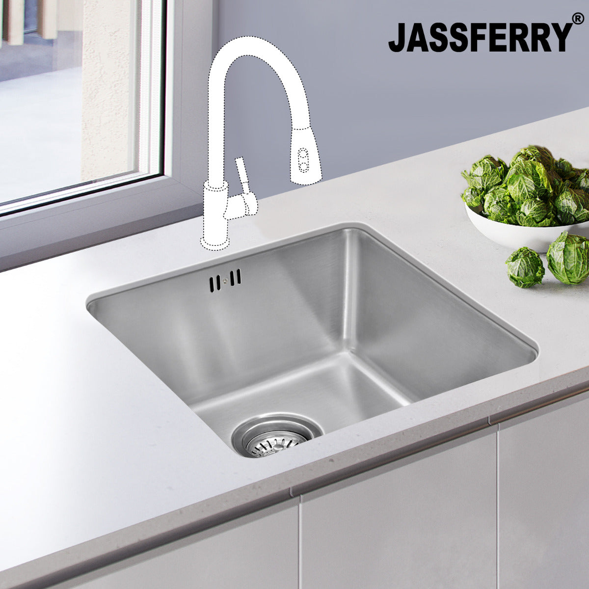 JassferryJASSFERRY Undermount Stainless Steel Kitchen Sink Deep Single One Bowl - 793Kitchen Sinks