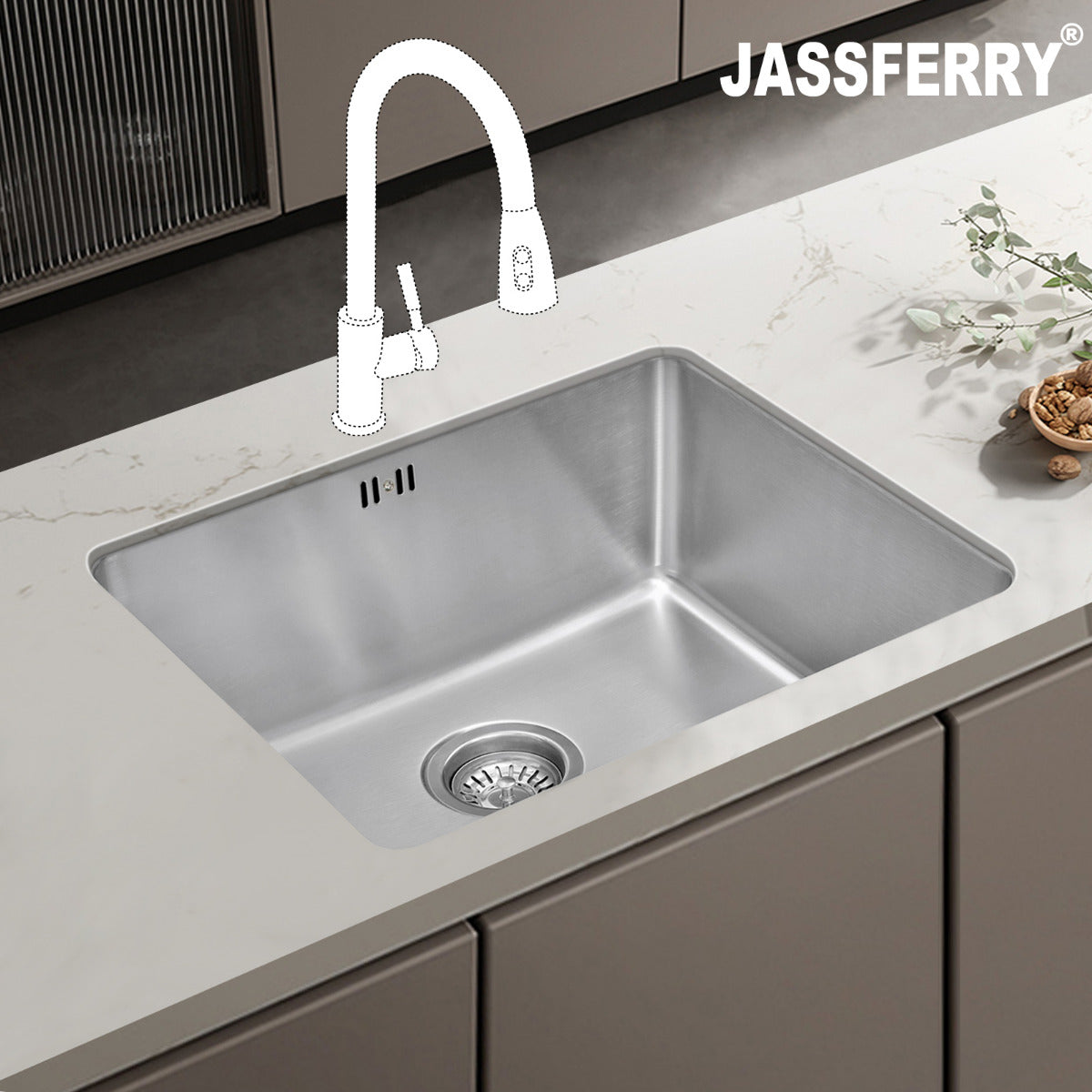 JassferryJASSFERRY Undermount Stainless Steel Kitchen Sink Deep Single One Bowl - 795Kitchen Sinks