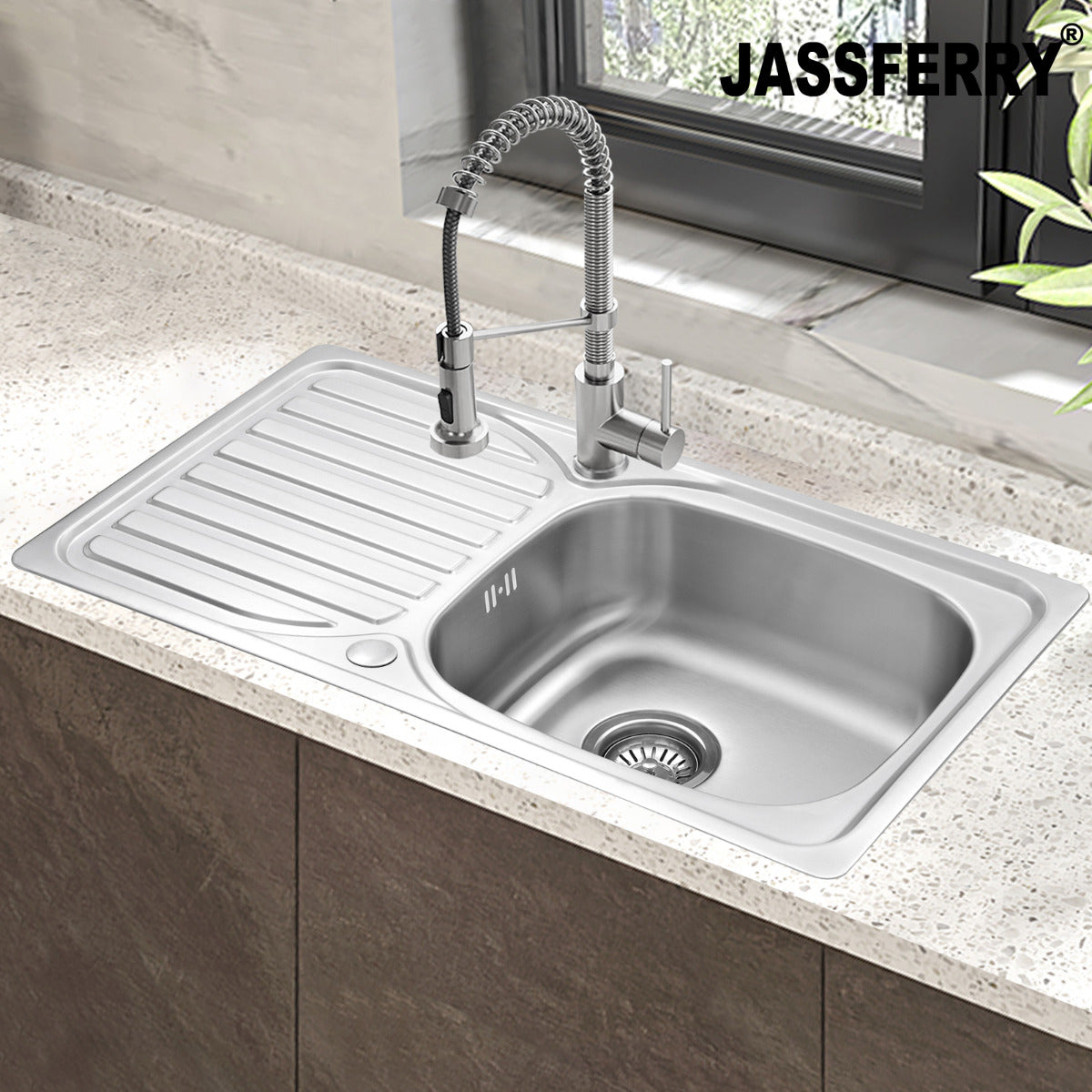 JassferryJASSFERRY Stainless Steel Kitchen Sink Inset Single 1 Bowl Reversible DrainerKitchen Sinks