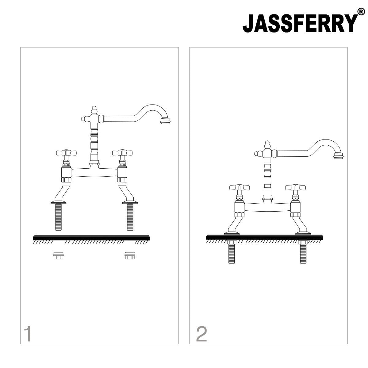 JassferryJASSFERRY Kitchen Tap 2 Hole Mixer Tap with Swivel Spout Traditional RenaissanceKitchen taps