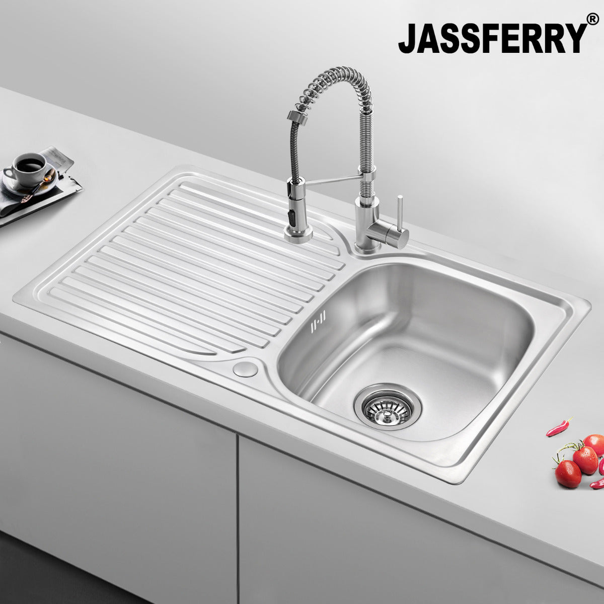 JassferryJASSFERRY Stainless Steel Kitchen Sink Inset Single 1 Bowl Reversible DrainerKitchen Sinks