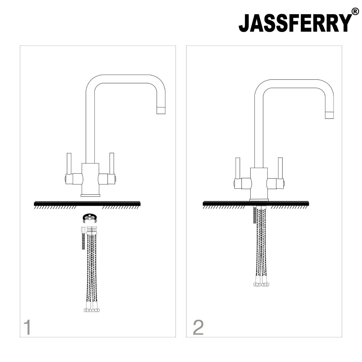 JassferryJASSFERRY Modern Kitchen Sink Mixer Tap Two Handle Swivel Spout ChromeKitchen taps