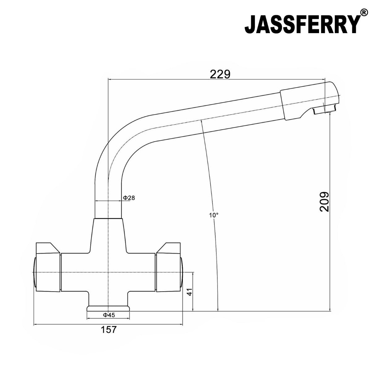 JassferryJASSFERRY New Kitchen Sink Tap Mixer Dual Flow Quarter Turn Dial Monobloc BrassKitchen taps