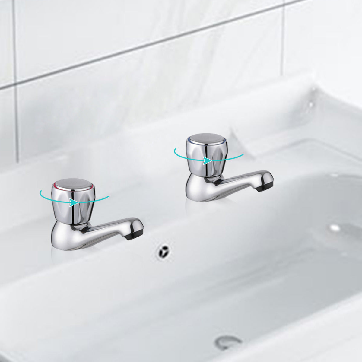 JassferryJASSFERRY New Pair of Basin Tap Hot and Cold Water Knob Handles 1/2" Bath FaucetBasin Taps