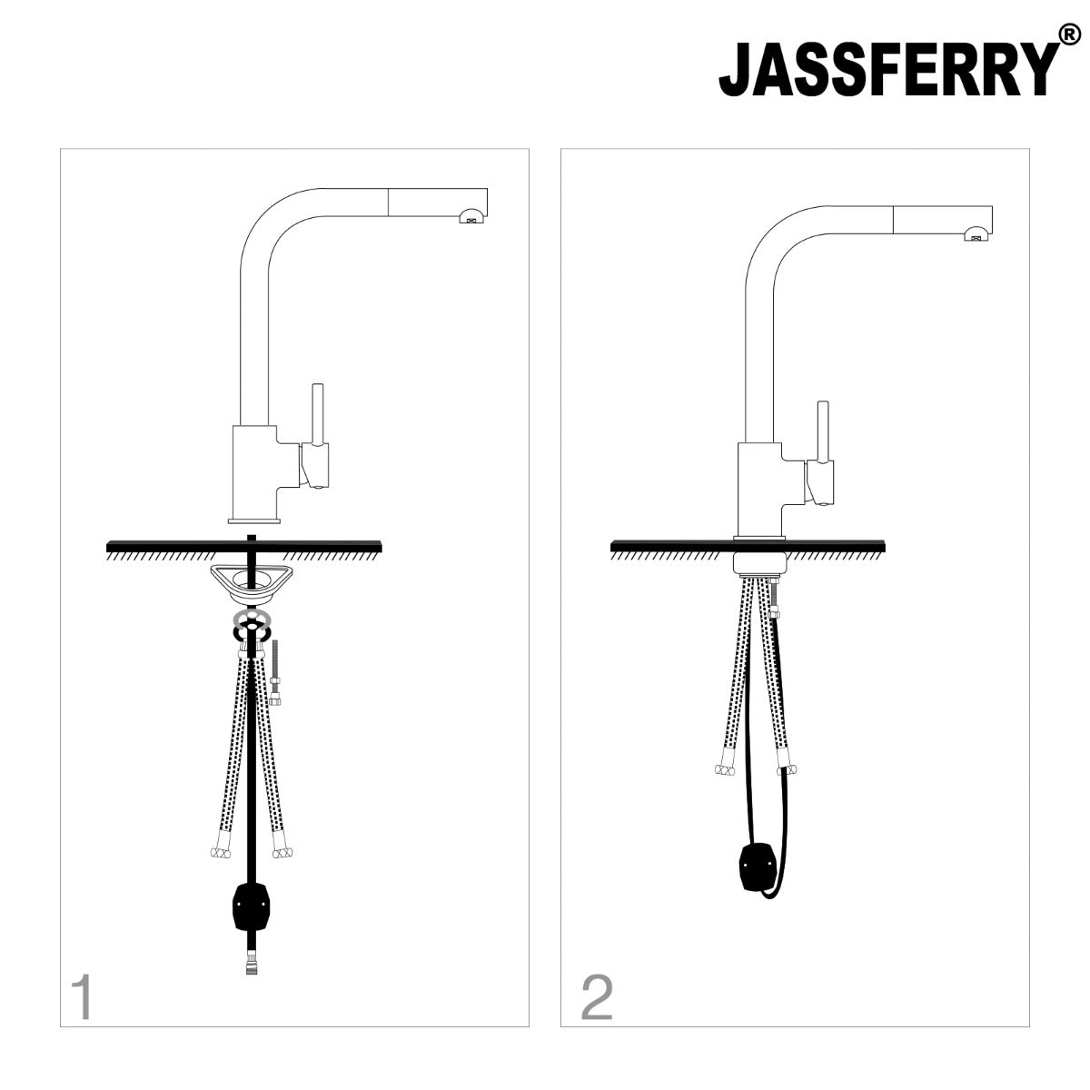 JassferryJASSFERRY Flexible Pull Out Down Hose Kitchen Mixer Tap Flexible Swivel SpoutKitchen taps
