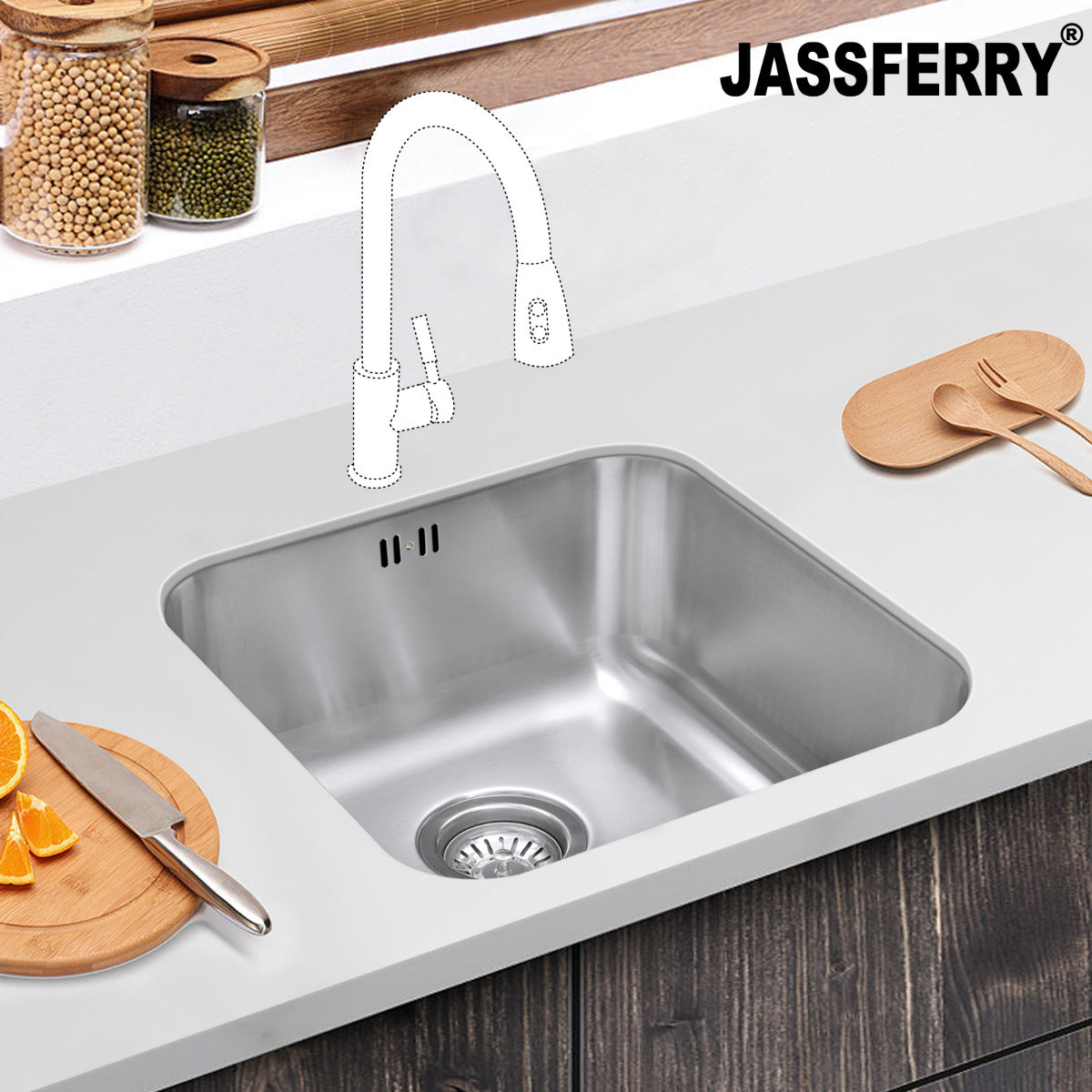 JassferryJASSFERRY 450 x 450 mm Undermount Stainless Steel Kitchen Sink 1 Bowl - 885Kitchen Sinks