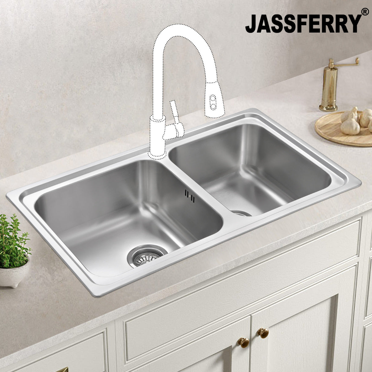JassferryJASSFERRY Stainless Steel Kitchen Sink Square Bowl with Strainer WasteKitchen Sinks