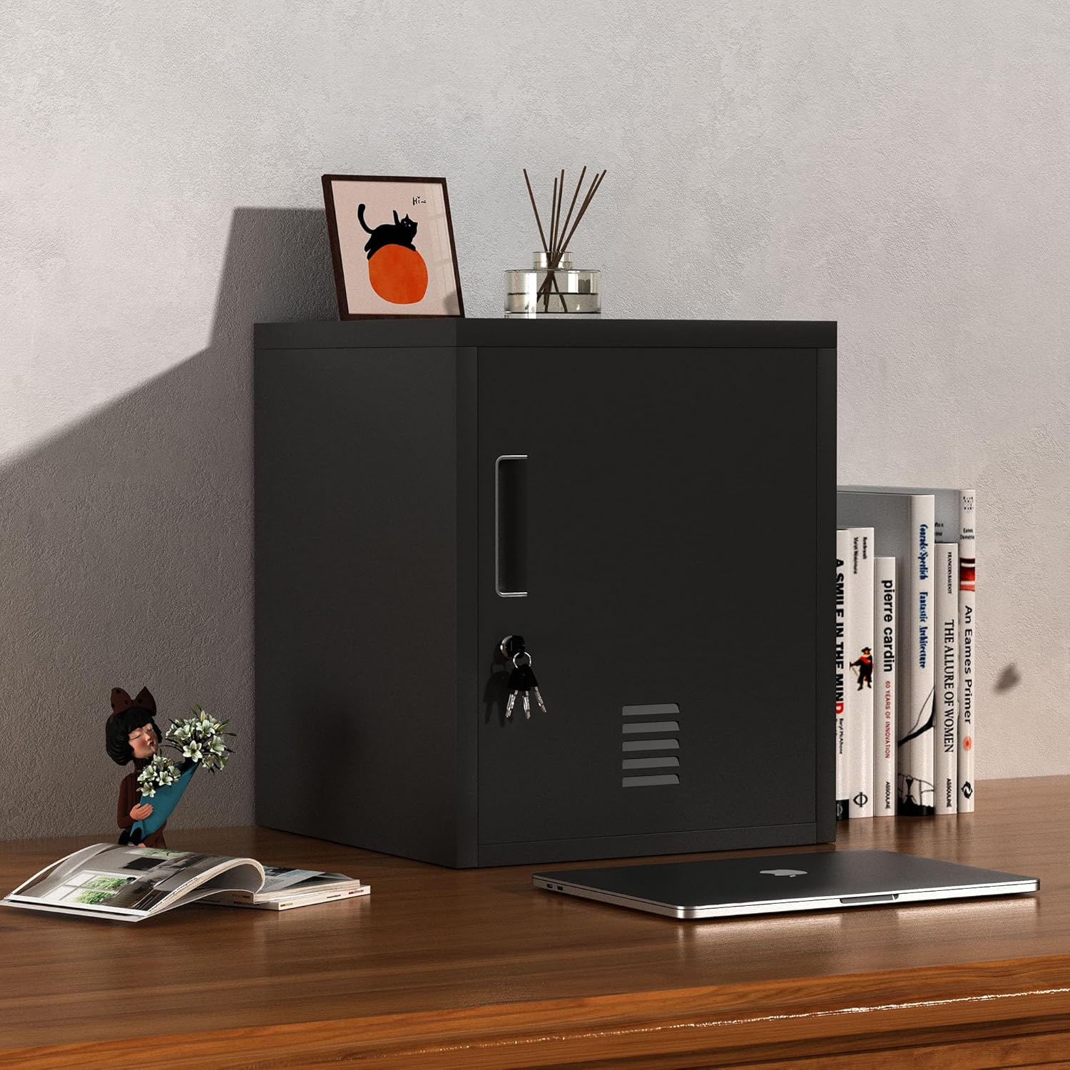 JASSFERRY Metal Storage Locker Cabinet Black for Home Office Living Room Workshop