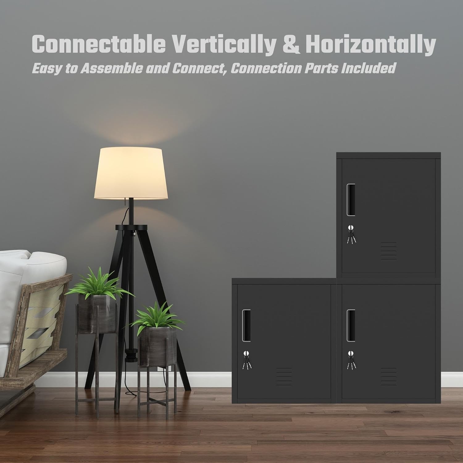 JASSFERRY Metal Storage Locker Cabinet Black for Home Office Living Room Workshop