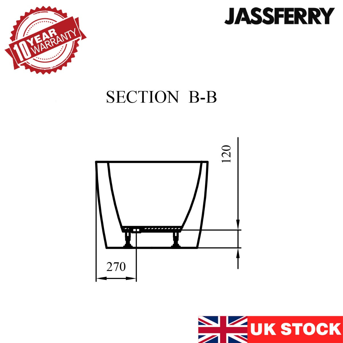 JassferryJASSFERRY Modern Freestanding Bathtub White Gloss Soaking Baths Acrylic 1800×750Bathtubs