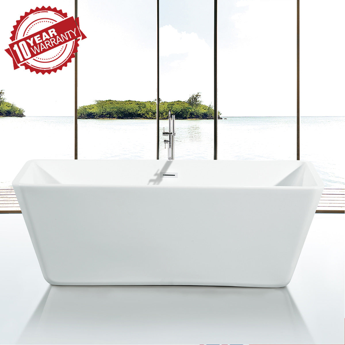 JassferryJASSFERRY Modern Freestanding Bathtub Luxury Rectangular Hourglass Design WhiteBathtubs