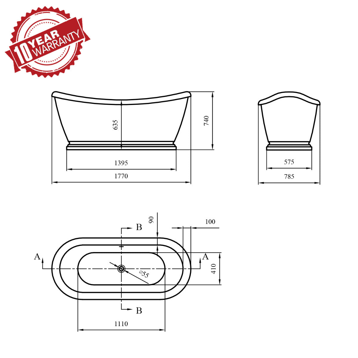 JassferryJASSFERRY Modern Design Freestanding Bathtub Soaking Baths Gloss White AcrylicBathtubs